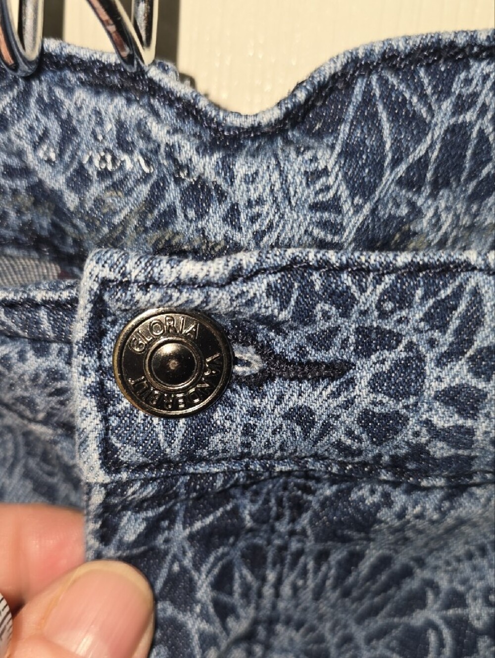 Women's Blue Printed Ankle-Length Denim Bermuda Jeans‎ - Picture 3 of 7